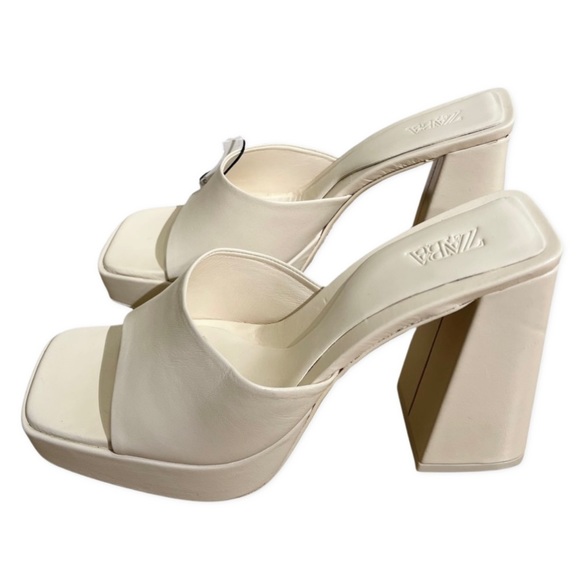 🆕 Brand New Leather Chunky Heeled Platform Mules - Picture 9 of 15